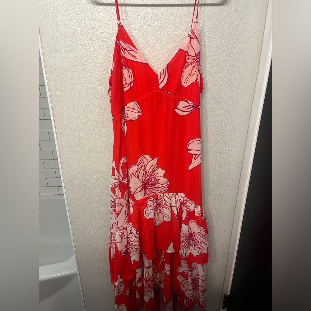 Red Floral High-Low Dress